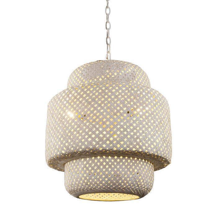 Rustic 3-Light White Dry Rated Farmhouse Island Pendant Hanging Light - Sweatfully