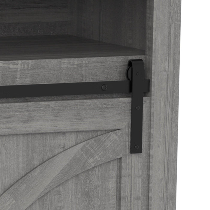 68" Farmhouse TV Stand with Double Sliding Barn Doors for Living Room - Sweatfully