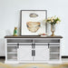 68" Farmhouse TV Stand with Double Sliding Barn Doors for Living Room - Sweatfully