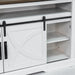 68" Farmhouse TV Stand with Double Sliding Barn Doors for Living Room - Sweatfully