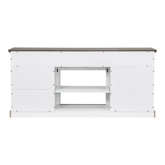 68" Farmhouse TV Stand with Double Sliding Barn Doors for Living Room - Sweatfully