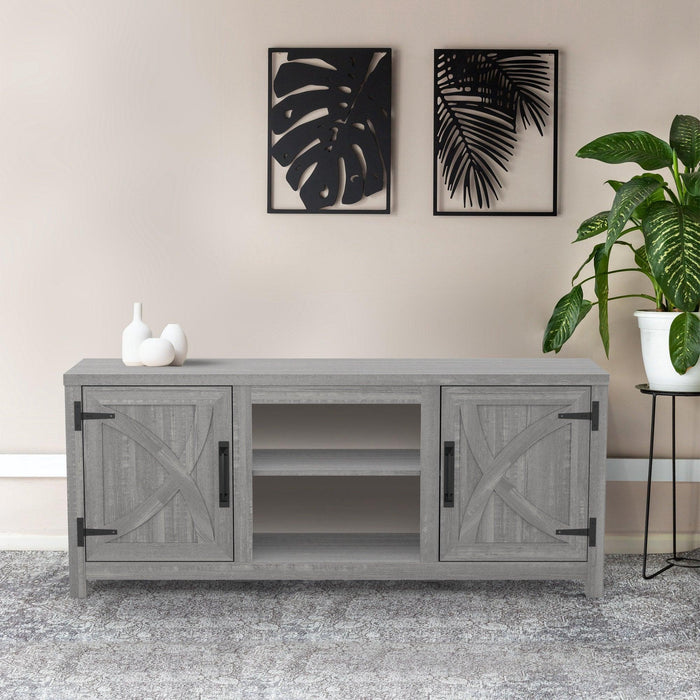 Farmhouse TV Stand for 58 Inch TV Storage Cabinet for Living Room - Sweatfully