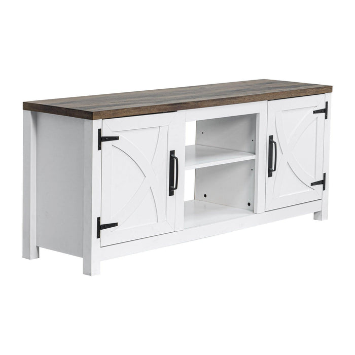 Farmhouse TV Stand for 58 Inch TV Storage Cabinet for Living Room - Sweatfully