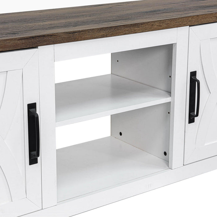 Farmhouse TV Stand for 58 Inch TV Storage Cabinet for Living Room - Sweatfully