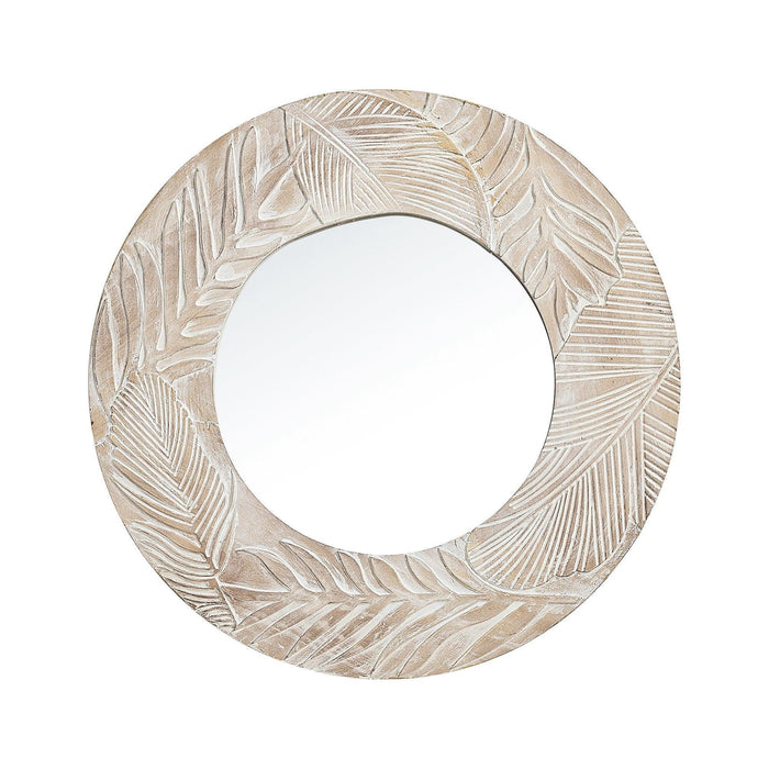 Traditioanl Wood Round Mirror Wall Decor - Sweatfully