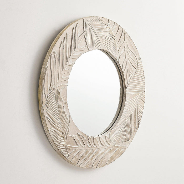 Traditioanl Wood Round Mirror Wall Decor - Sweatfully