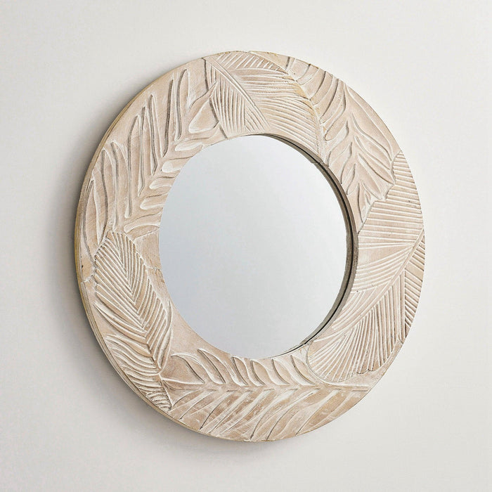 Traditioanl Wood Round Mirror Wall Decor - Sweatfully