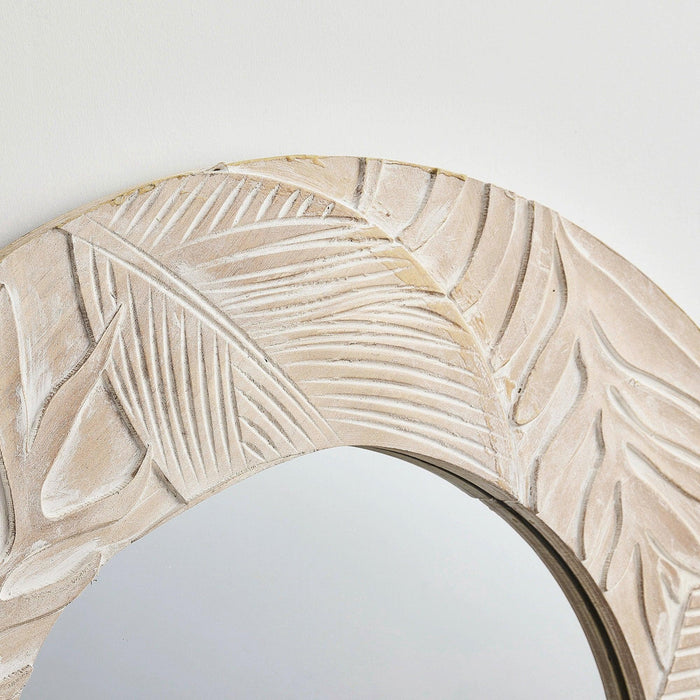 Traditioanl Wood Round Mirror Wall Decor - Sweatfully