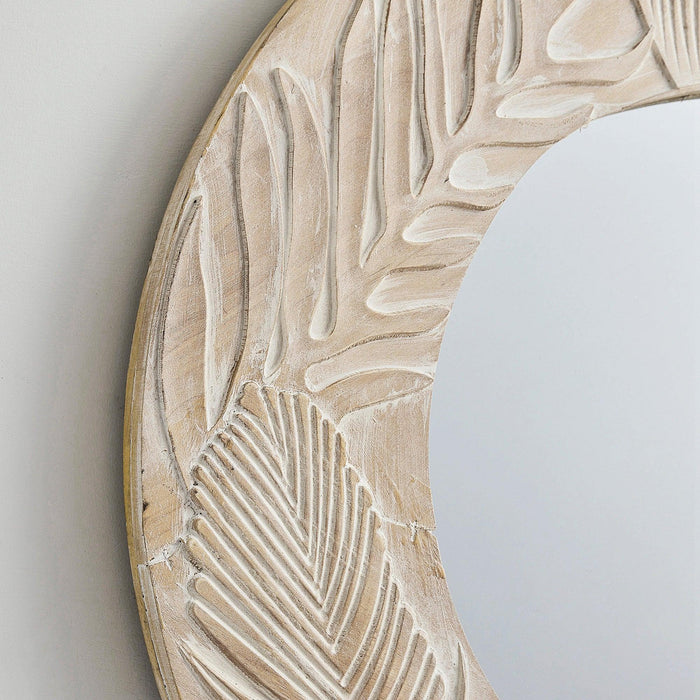 Traditioanl Wood Round Mirror Wall Decor - Sweatfully