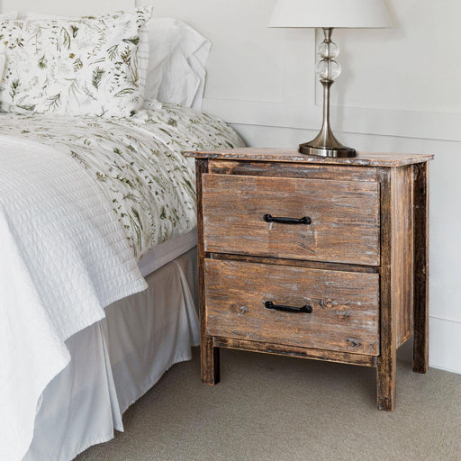 Farmhouse  Solid Wood Bedroom Nightstand Side Table - Sweatfully