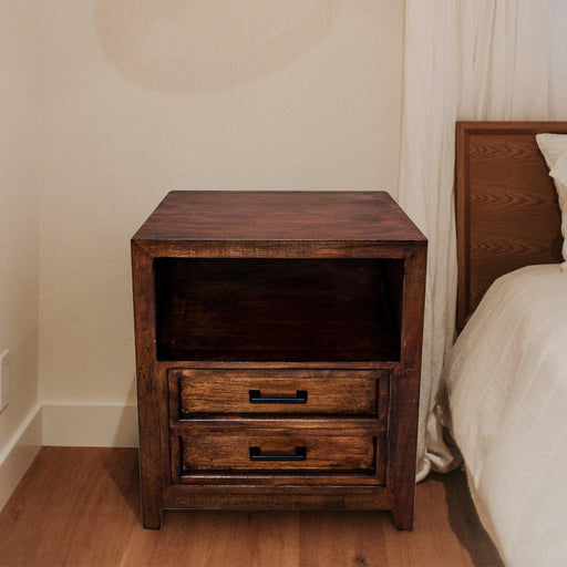 Modern Assembled Brown 2-Drawer Cabinet Night Stand - Sweatfully