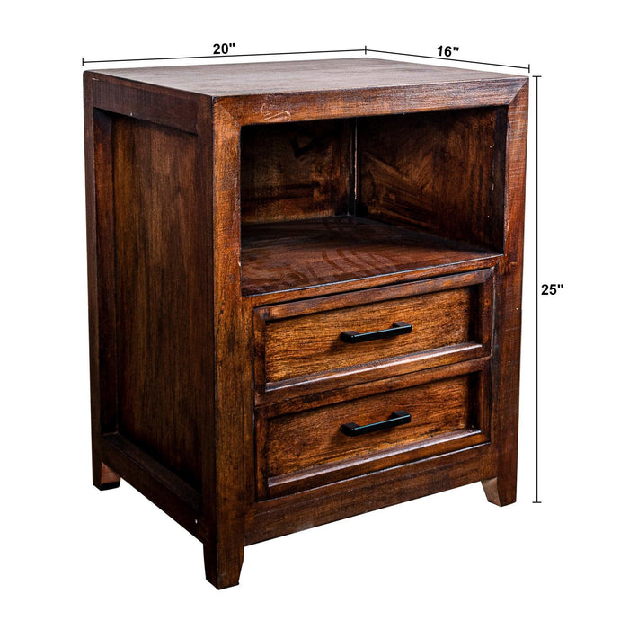 Modern Assembled Brown 2-Drawer Cabinet Night Stand - Sweatfully