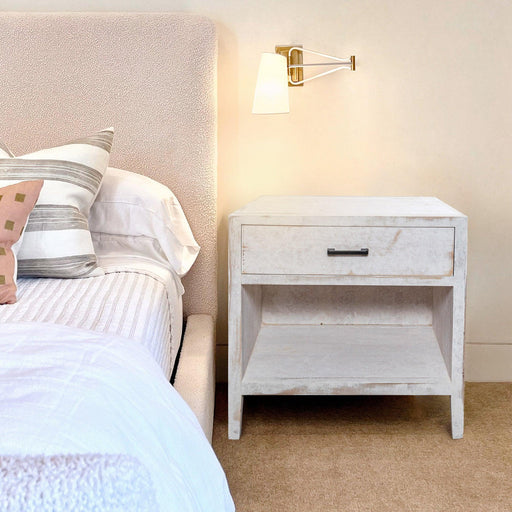 Classic Modern 1-Drawer Solid Wood White Nightstand Side Table - Sweatfully
