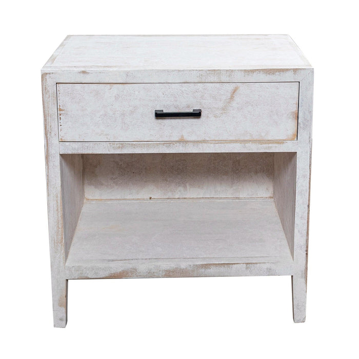 Classic Modern 1-Drawer Solid Wood White Nightstand Side Table - Sweatfully