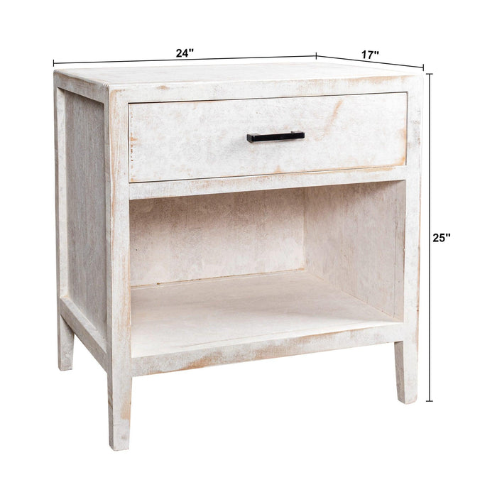 Classic Modern 1-Drawer Solid Wood White Nightstand Side Table - Sweatfully