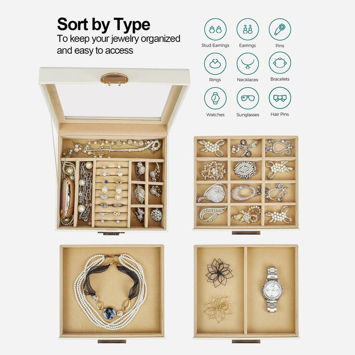 Elegant Jewelry Box Organizer for Women, 4-Layer Jewelry Organizer, 3-Drawers - Sweatfully