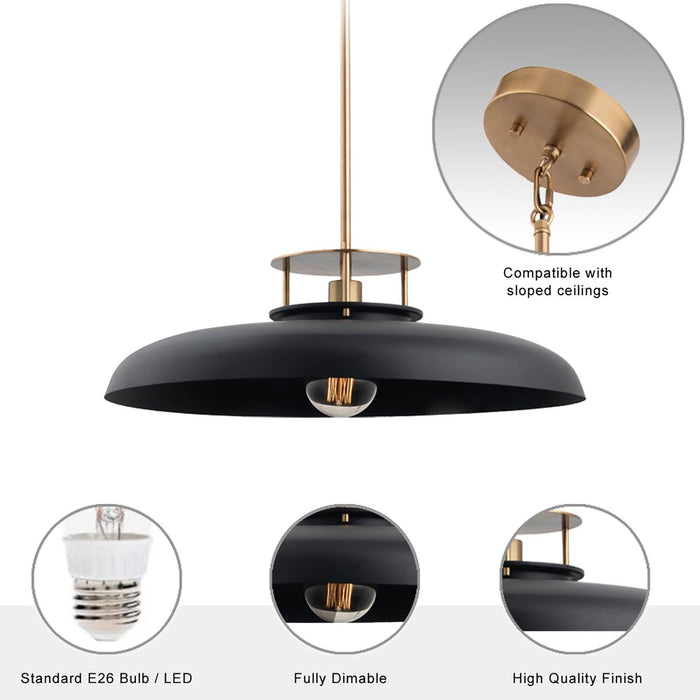 Beacon 1-Light Modern Gold & Black Island Pendant Light - Sweatfully