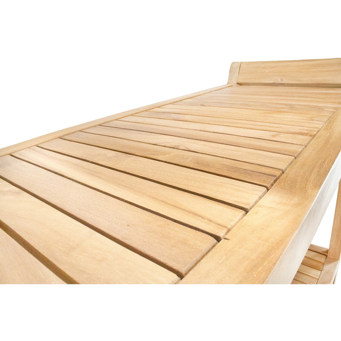 Norwegian Natural Teak Shower and Bath Curved Spa Bench with Shelf - 30" - Sweatfully
