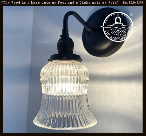 Bell Antique Holophane 1950's Glass Wall Sconce Light Fixture - Sweatfully