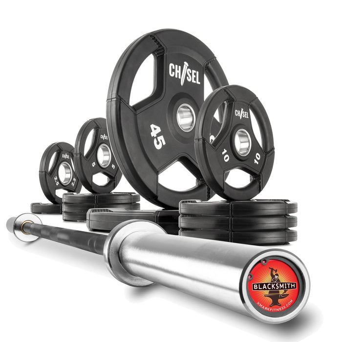 XMARK Chisel Olympic Weight Plates & Bar Set Builder BLACKSMITH-CHISEL-BAL-155 - Sweatfully