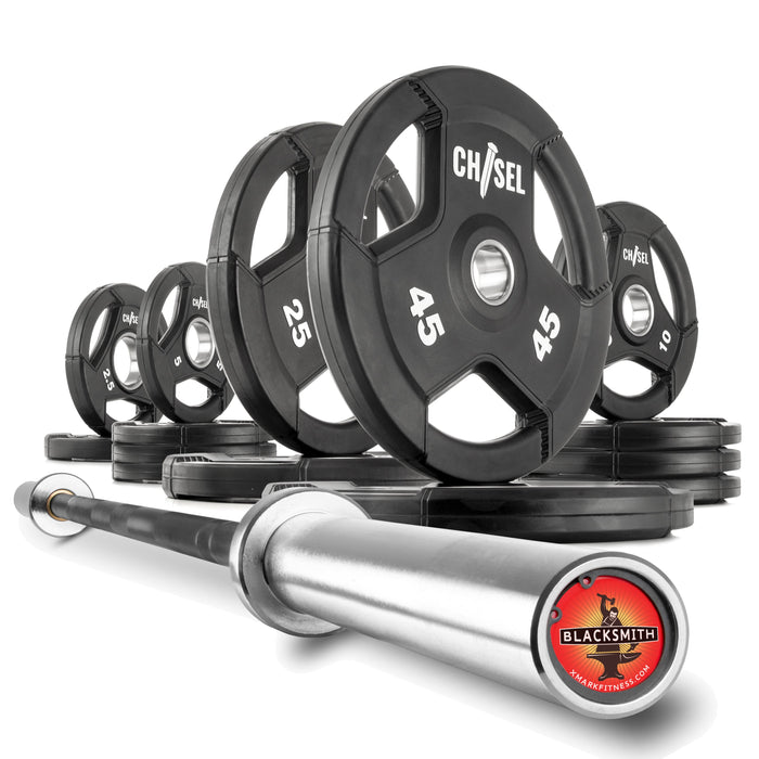 XMARK Chisel Olympic Weight Plates & Bar Set Builder BLACKSMITH-CHISEL-BAL-155 - Sweatfully