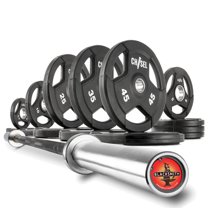 XMARK Chisel Olympic Weight Plates & Bar Set Builder BLACKSMITH-CHISEL-BAL-155 - Sweatfully