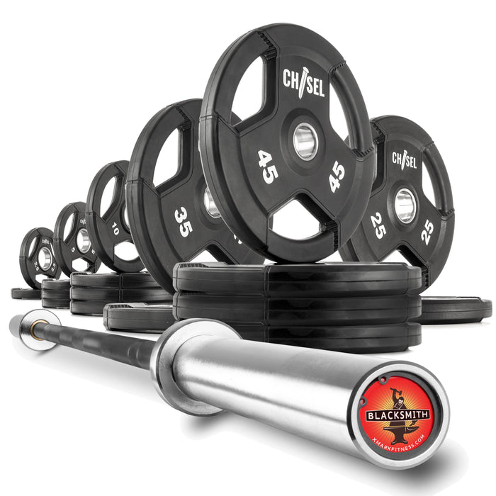 XMARK Chisel Olympic Weight Plates & Bar Set Builder BLACKSMITH-CHISEL-BAL-155 - Sweatfully