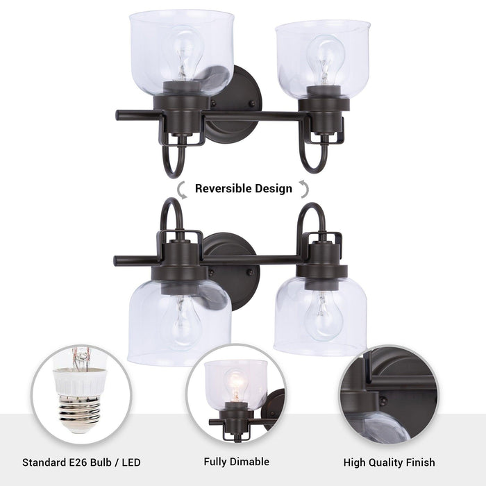 Brighton 2-Light Dark Bronze Dimmable Bathroom Vanity Light - Sweatfully