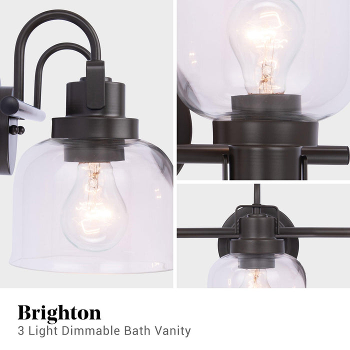 Brighton 3-Light Dark Bronze Dimmable Bathroom Vanity Light - Sweatfully