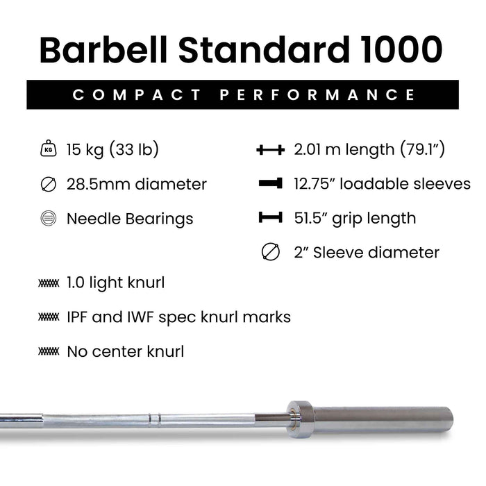 Barbell 1000 Compact Barbell - Sweatfully
