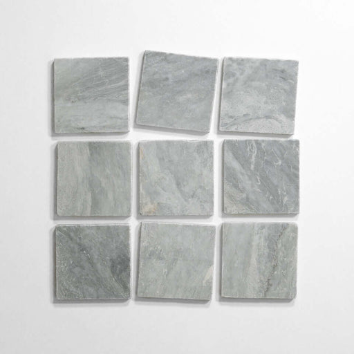 Bardiglio 4"x4" Tumbled Marble Tile - Sweatfully
