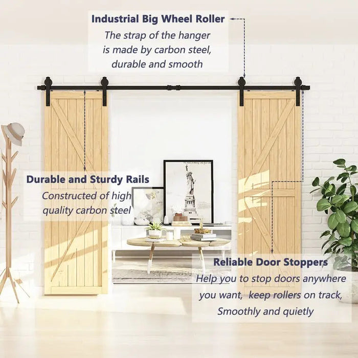 Barn Door Track Kit for Double Door (No Door) - Sweatfully
