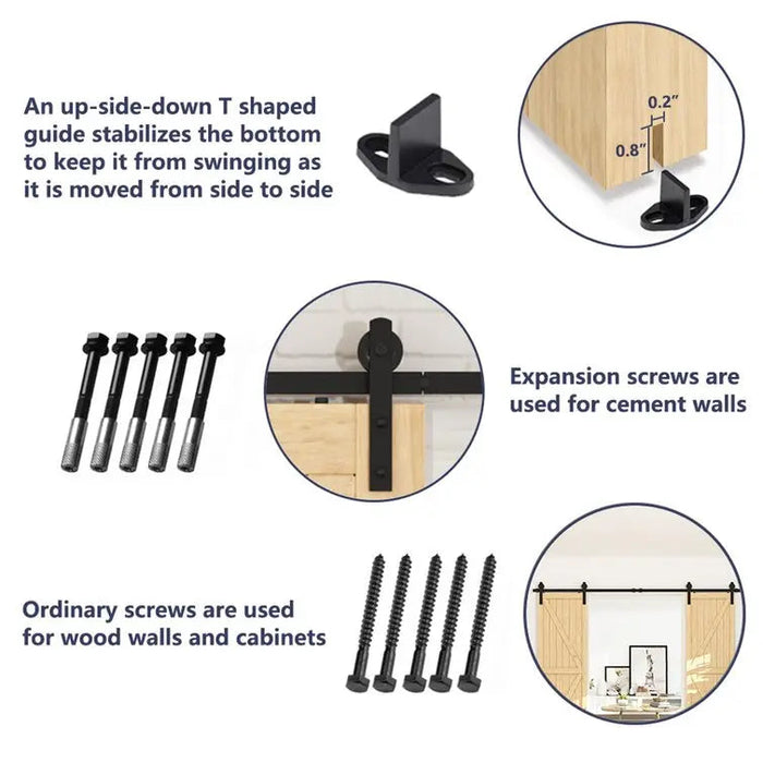Barn Door Track Kit for Double Door (No Door) - Sweatfully