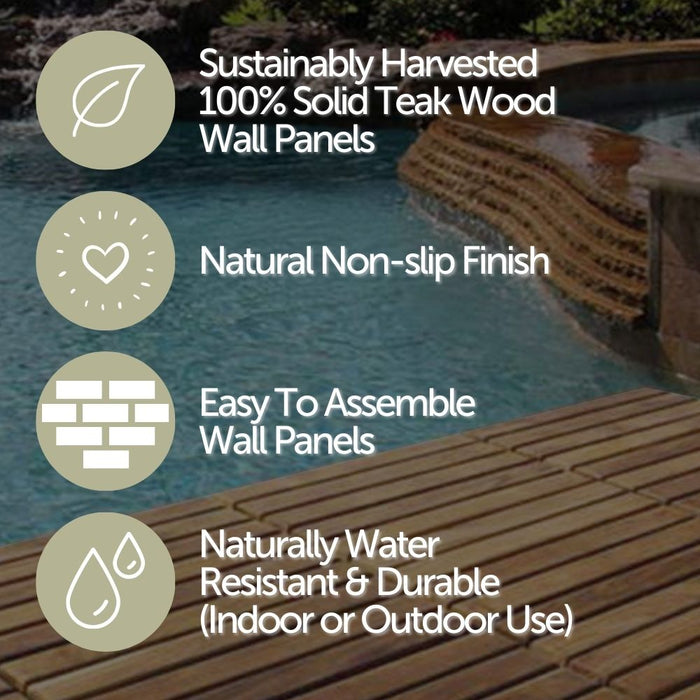 Clearwater Natural Teak 3D Wall Panels - (13 sq ft) - Sweatfully