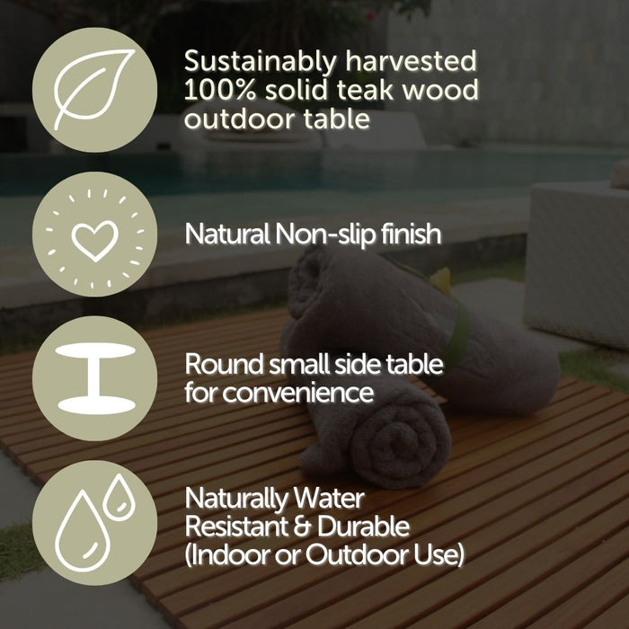 Cabo Natural Teak C Shaped Side Table - Sweatfully