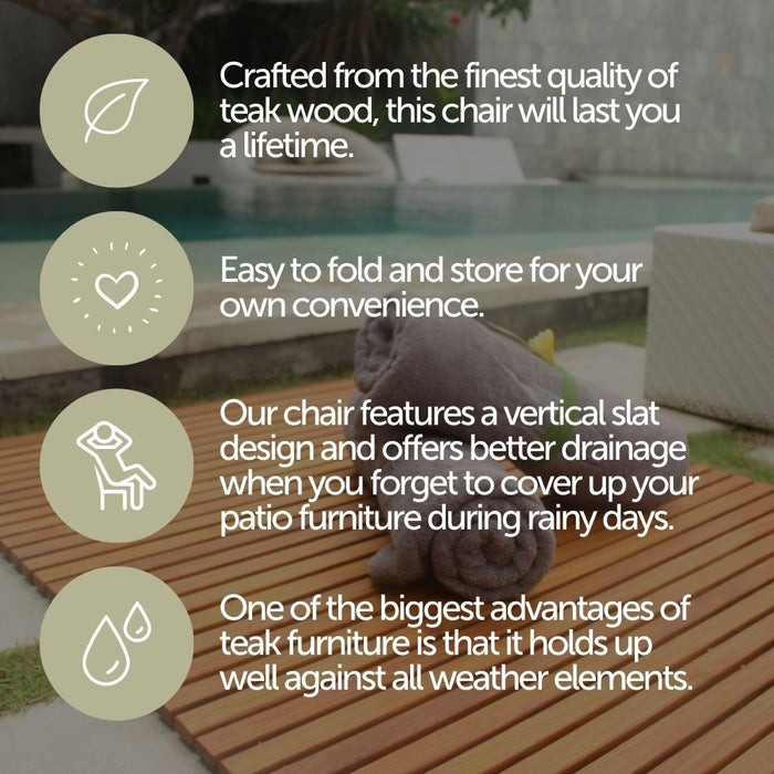 Sierra Natural Teak Outdoor Folding String Seat - Sweatfully