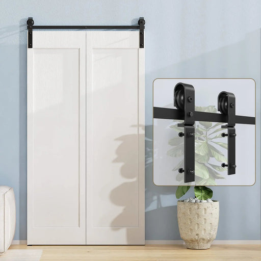 Bi-Folding Sliding Barn Door Hardware Track Kit (No Door) - Sweatfully