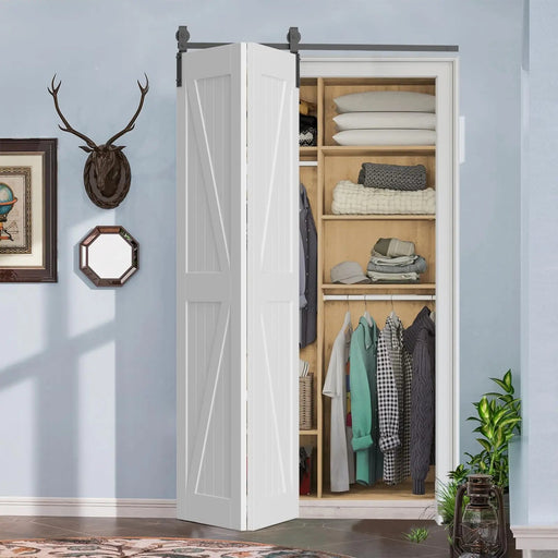 Bi-Folding Sliding Barn Door Hardware Track Kit (No Door) - Sweatfully