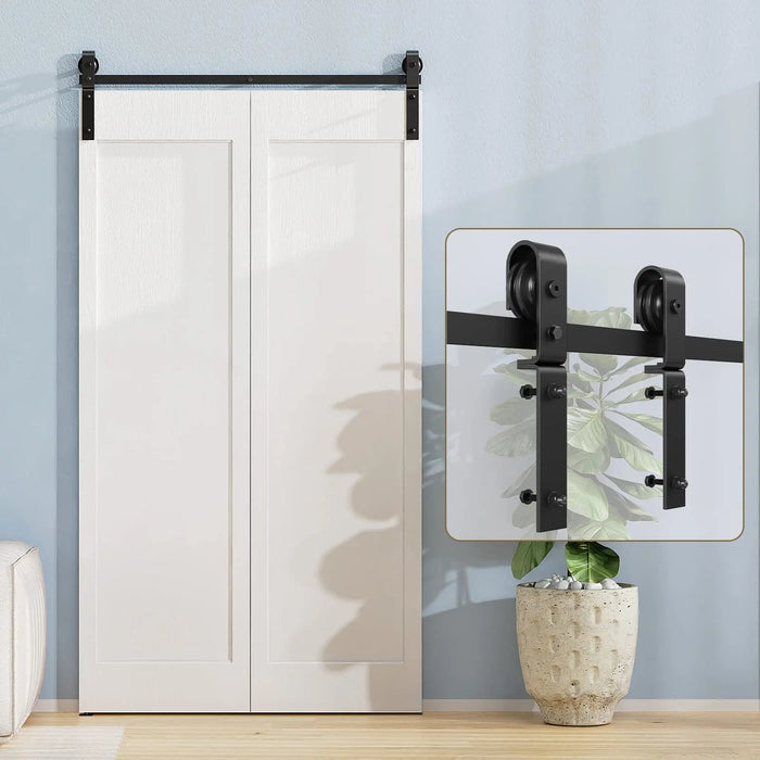Bi-Folding Sliding Barn Door Hardware Track Kit (No Door) - Sweatfully