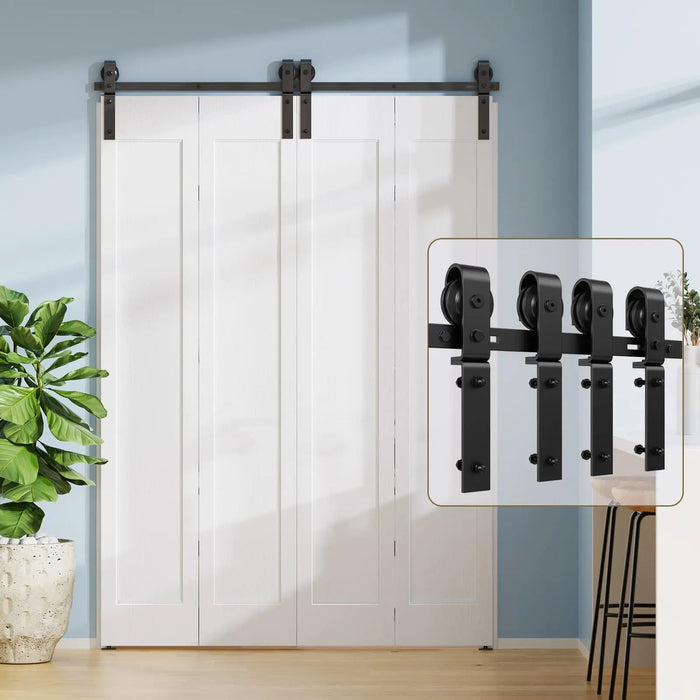 Bi-Folding Sliding Barn Door Hardware Track Kit (No Door) - Sweatfully