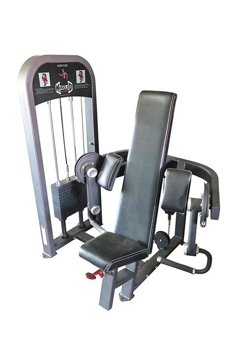 Classic Selectorized Biceps Curl by Muscle D Fitness - Adjustable Seat - Pin Selectorized Weight Stack - Sweatfully