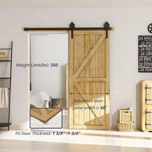 Big Spoke Wheel Roller Sliding Barn Door Hardware Kit (No Door) - Sweatfully