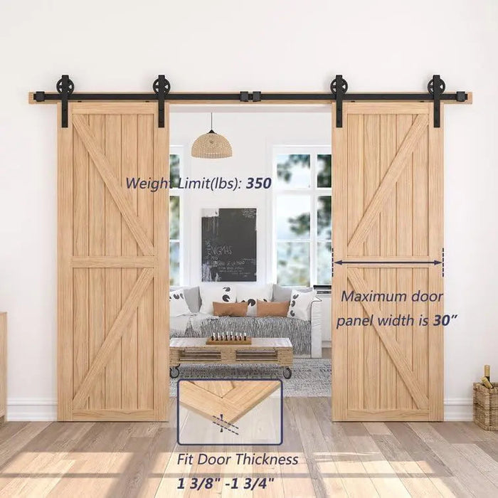 Big Spoke Wheel Roller Sliding Barn Door Hardware Kit (No Door) - Sweatfully