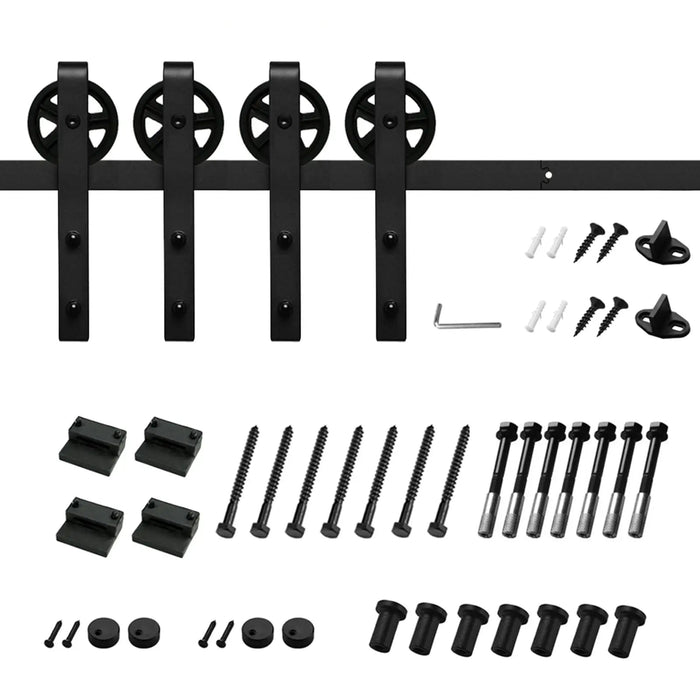 Big Spoke Wheel Roller Sliding Barn Door Hardware Kit (No Door) - Sweatfully
