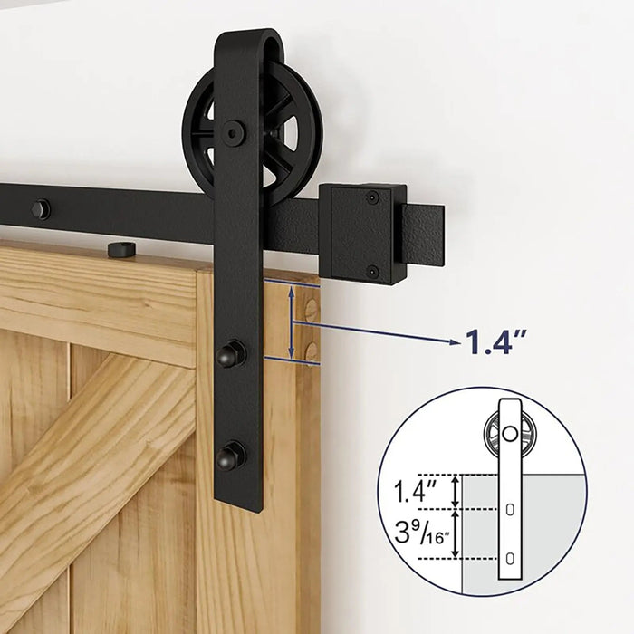 Big Spoke Wheel Roller Sliding Barn Door Hardware Kit (No Door) - Sweatfully
