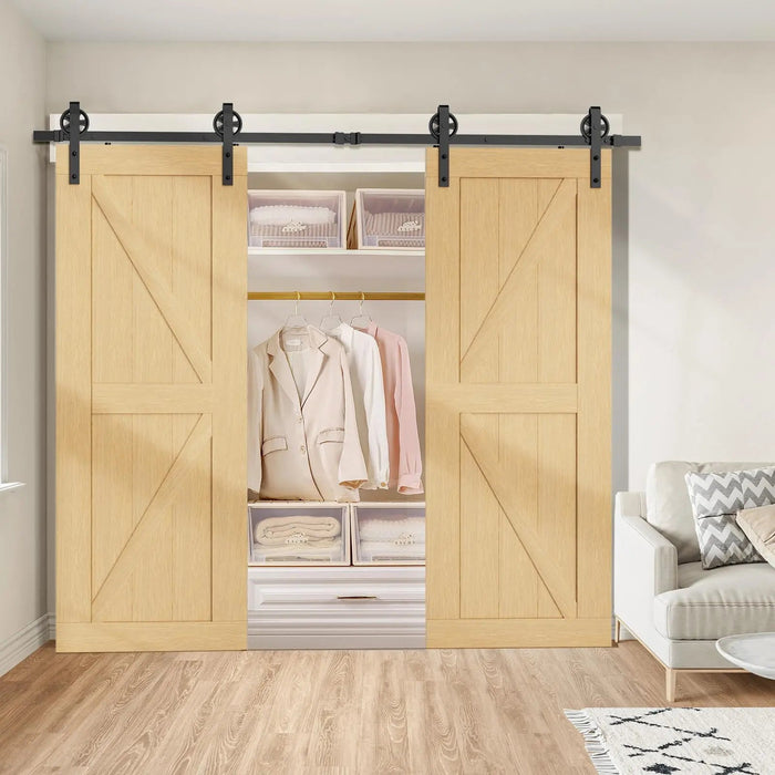 Big Spoke Wheel Roller Sliding Barn Door Hardware Kit (No Door) - Sweatfully