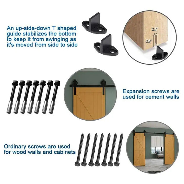 Big Spoke Wheel Roller Sliding Barn Door Hardware Kit (No Door) - Sweatfully