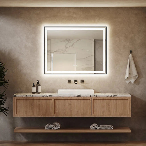Black Aluminum Framed LED Bathroom Mirror - Sweatfully