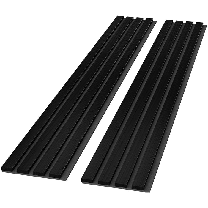 Black Solid Wood Acoustic Slat Wall Panels (Broad Strip) - Sweatfully
