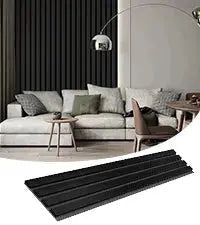 Black Solid Wood Acoustic Slat Wall Panels (Broad Strip) - Sweatfully